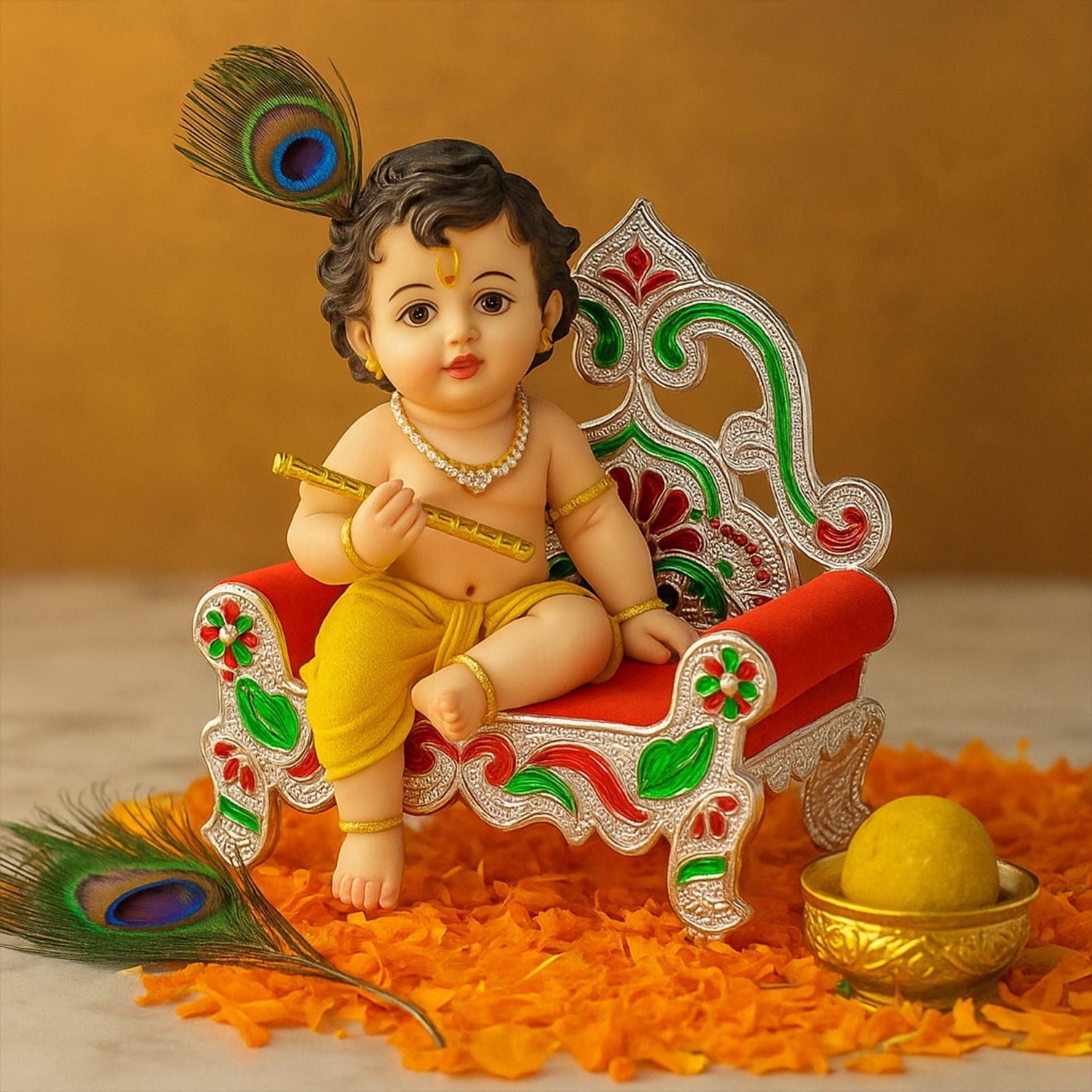 Plastic Decorative Small Singhasan for Laddu Gopal, Krishna Ji or Ganesha Idol (1 Pc) Plastic Decorative Small Singhasan for Laddu Gopal, Krishna Ji or Ganesha Idol (1 Pc)